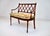 English Mahogany Sheraton Style Caned Settee With Floral Silk Cushion, 1990s For Sale - Image 3 of 14