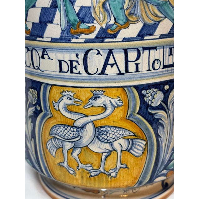 1980s Deruta Italian Art Pottery Francesca Niccacci Hand Painted Large 17” Apothecary Pharmacy Jar For Sale - Image 5 of 12