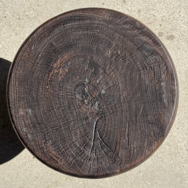 Pawn Brown Stool in Mango Wood, 1980s For Sale - Image 6 of 11
