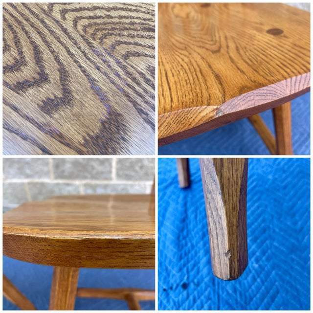 Vintage Hunt Country Furniture American Traditional Rustic Solid Oak Continuous Bow Dining Side Chairs - a Pair For Sale - Image 9 of 10