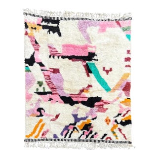 Contemporary Moroccan M’rirt Rug – Abstract Expressionist Wool Carpet For Sale