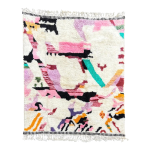 Contemporary Moroccan M’rirt Rug – Abstract Expressionist Wool Carpet