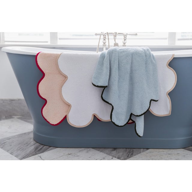 Kassatex x Chairish Scallop Bath Towel, Peach/Berry Set of 2 Chairish