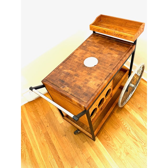 Mid-Century Modern Mid 20th Century Indoor Butcher Block Bar Cart by Athur Umanoff For Sale - Image 3 of 7