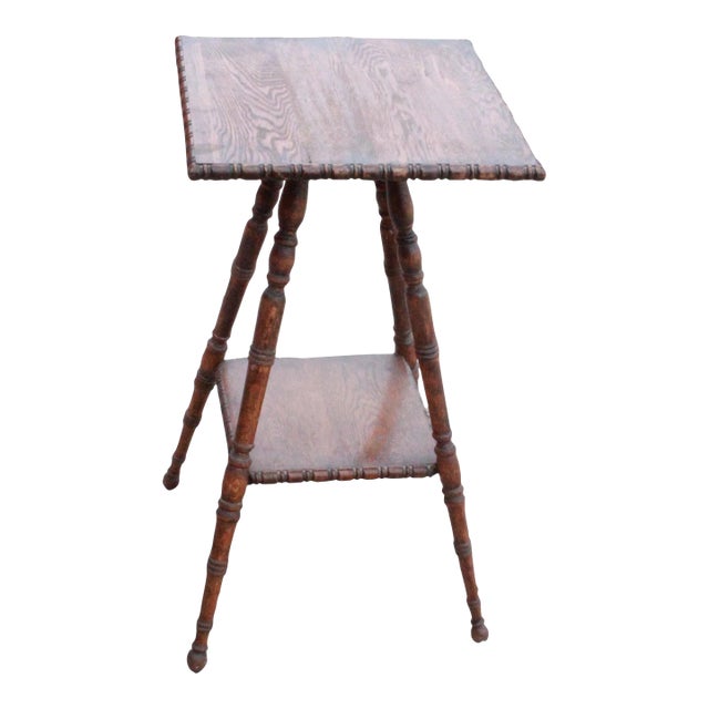Early 20th Century Vintage Oak Wood Side Table For Sale