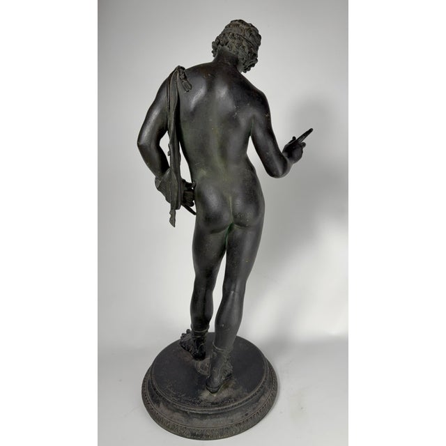 Signed Antique Grand Tour Bronze Model No. 72 Narcissus (Bacchus) Sculpture from Fonderia Artistica Sommer, Naples, 1890-1910 For Sale - Image 6 of 13