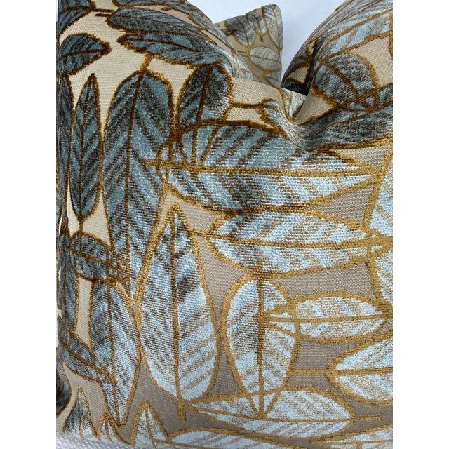 Custom pair of 22" pillows covered in Pollack & Associates "Leaf Plush" cut velvet in color treetop. These pillows have...