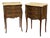 Louis XV Style Bedside Tables in Rosewood and Oak with Marble Tops, 1960s, Set of 2 For Sale