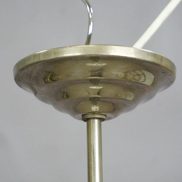 1920s Functionalistic Bauhaus Pendant Light with Opaline Glass Shade, 1920s For Sale - Image 5 of 7