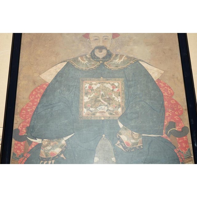 Mid 19th Century Antique Chinese Ancestral Portrait in Museum Frame, 1860 For Sale - Image 5 of 18
