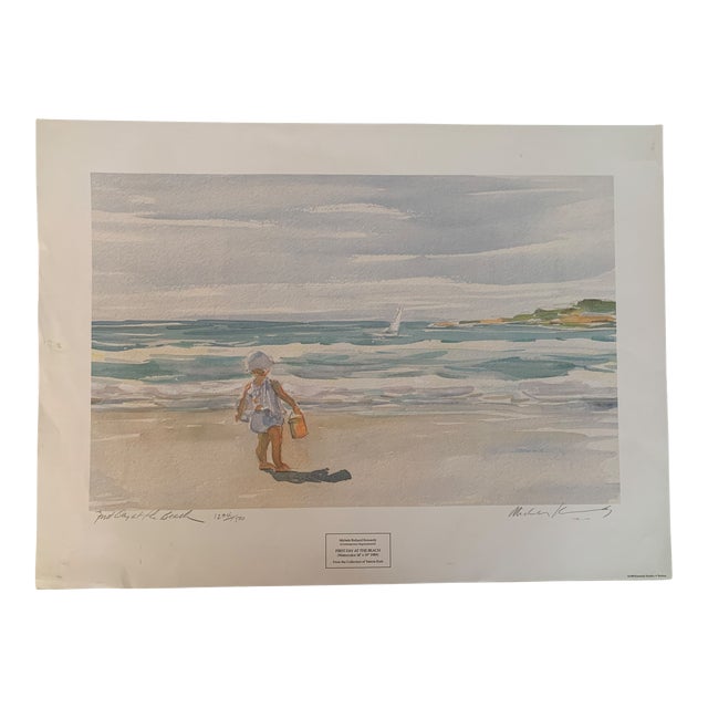 1980s Michelle Kennedy "First Day at the Beach" Signed Numbered Print For Sale