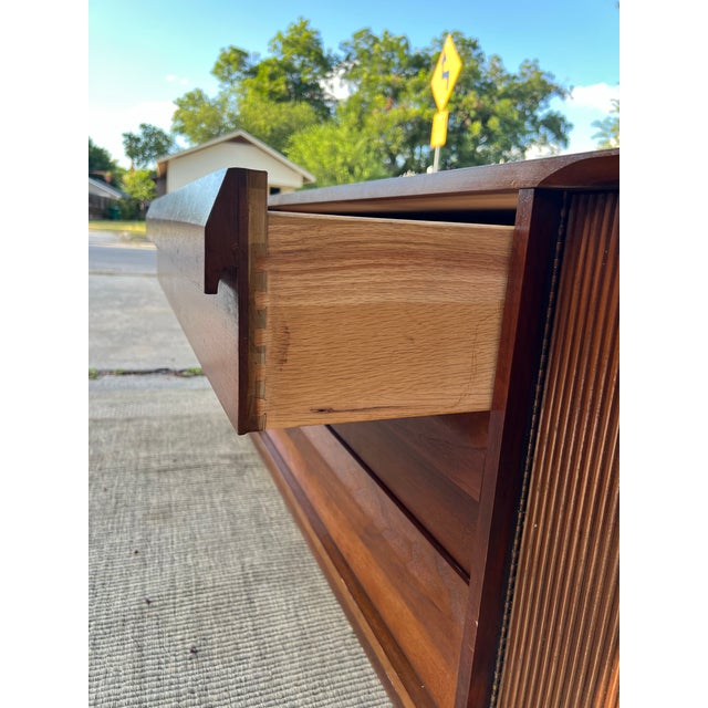 Brown 1960s Lane 1st Edition Mid Century Walnut Plinth Base Credenza For Sale - Image 8 of 12
