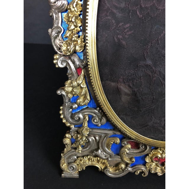 Metal 19th Century Italian Gilt Sterling Silver And Enamel Picture Frame For Sale - Image 7 of 12