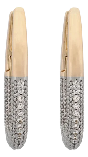 Pave Diamonds Gold Hoop Earrings, A Pair