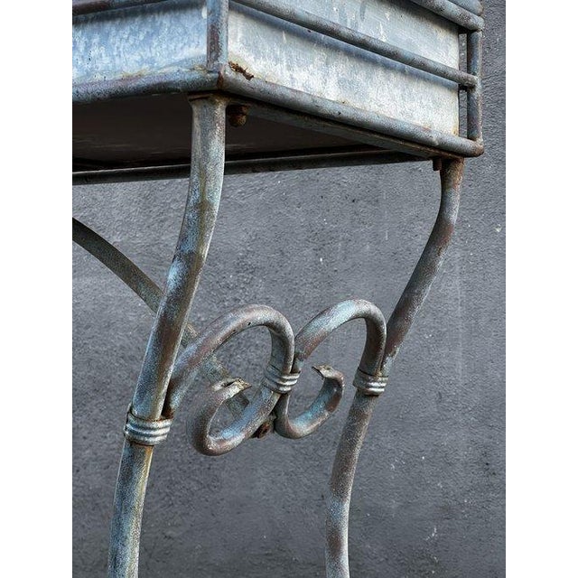 Vintage 1990s Arras Style Tall Weathered Metal Plant Stand For Sale - Image 9 of 11