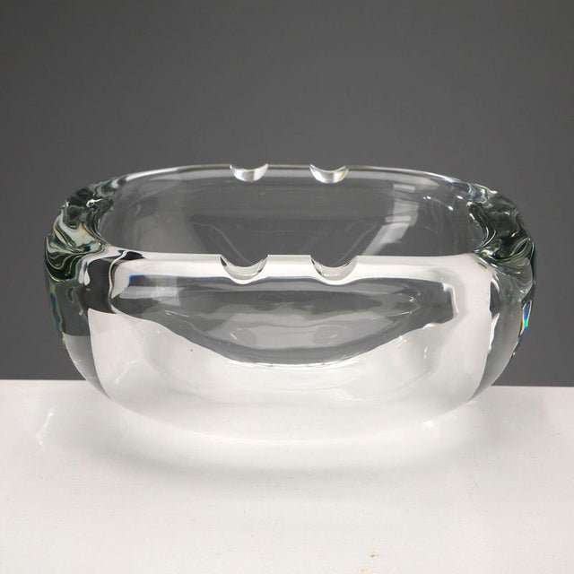 Glass Colorless Glass Ashtray attributed to Barbini For Sale - Image 7 of 10