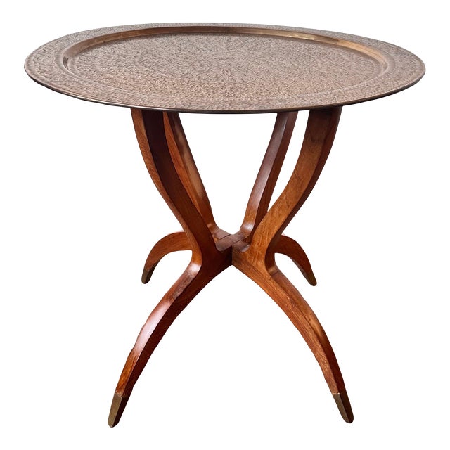 Moroccan Brass Tray Side Table Chairish