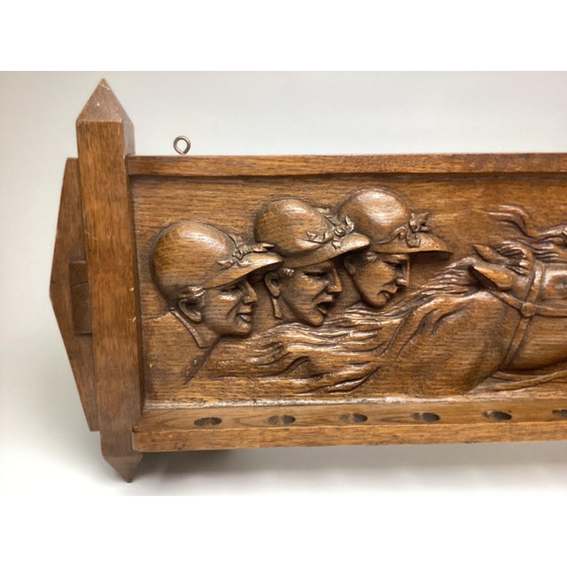 Antique Arts and Crafts Crop Holder Horse Racing Hand Carving Relief Featuring Equestrian Riders For Sale - Image 4 of 6