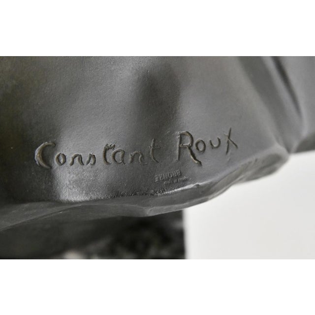 Constant Roux, Bust of Young Achilles, 1920, Bronze on Marble Base For Sale - Image 9 of 11