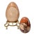 Large Vintage Polished Stone Eggs With Brass Stand – Pair For Sale