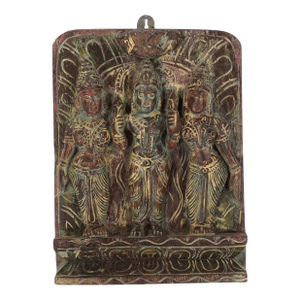 Hand Carved Vintage Wooden Krishna and Gopis Wall Hanging | Handmade Vintage Indian God Wooden Statue | Destressed Painted Wooden Sculpture