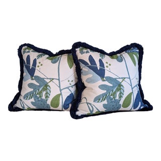 Thibaut Matisse Leaf 22" Pillows With Fringe- Set of 2 For Sale