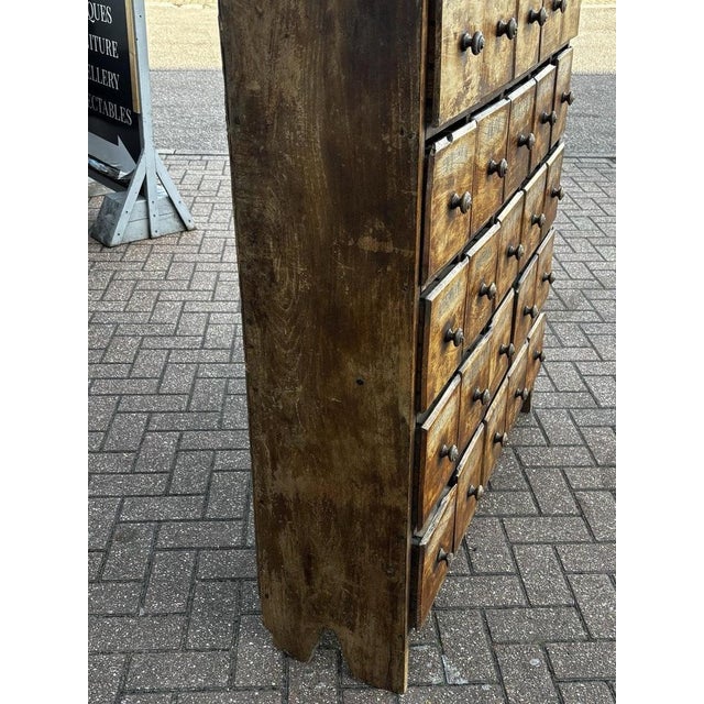 Wood Antique Bank of 25 Shop Drawers with Hand-Painted Names For Sale - Image 7 of 14