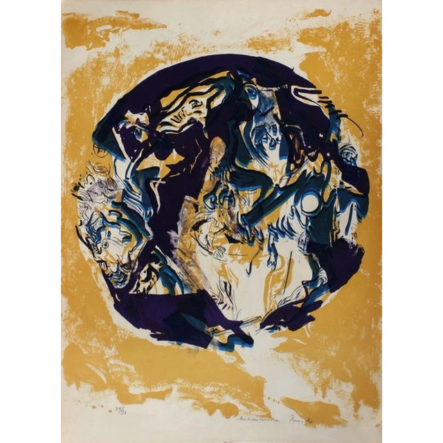 Abstract 1970 Milorad Mihailovitch Personnages Lithograph For Sale - Image 3 of 3