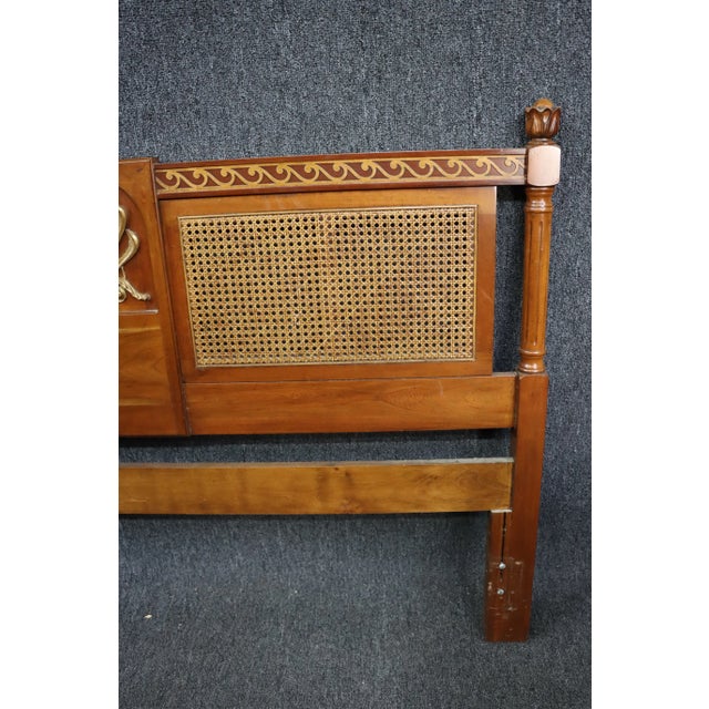Italian Italian Style Paint Decorated and Caned Queen Size Headboard For Sale - Image 3 of 6