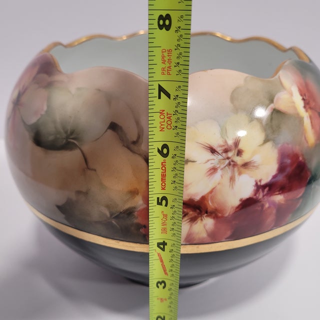 Antique Hand-Painted Floral Jardiniere Bowl Vase--Bavaria For Sale - Image 9 of 10
