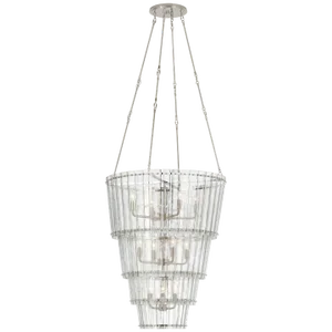 Carrier & Company for Visual Comfort Signature Cadence Large Waterfall Chandelier in Polished Nickel with Antique Mirror