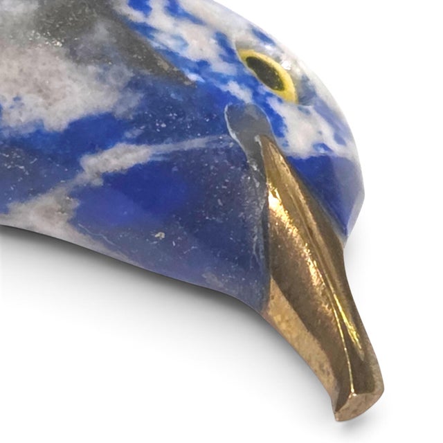 Blue Miniature Hand Painted Penguin Figurine With Glass Eyes & Metal Beak 2.1" For Sale - Image 8 of 12