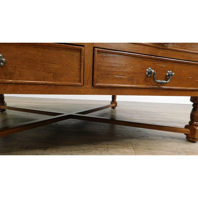 French Country Style Large Storage Coffee Table with Drawers Chairish