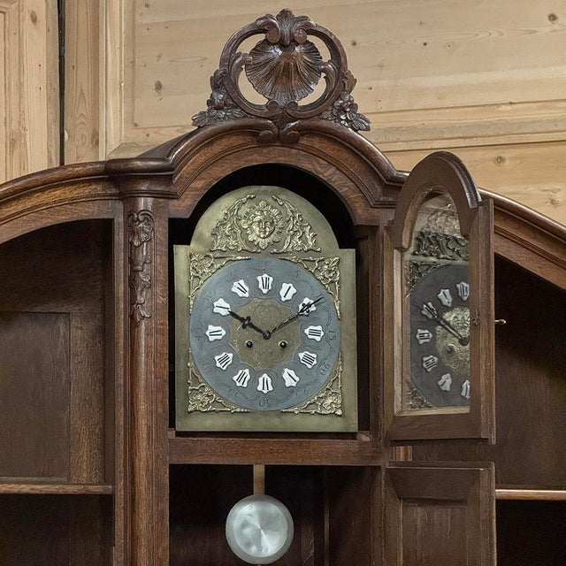 Antique Liegeois Regence Style Two-Tiered Oak Display Buffet With Clock For Sale - Image 14 of 18
