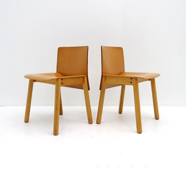 Mid-Century Modern Italian Plywood Dining Chairs in the Style of Scarpa, Italy, 1980 For Sale - Image 3 of 11