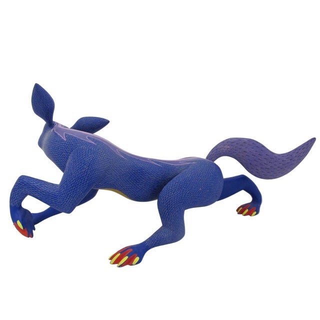 Wood Large Alebrije Colorful Fox Mexican Folk Art Wood Carving Figurine Sculpture For Sale - Image 7 of 15