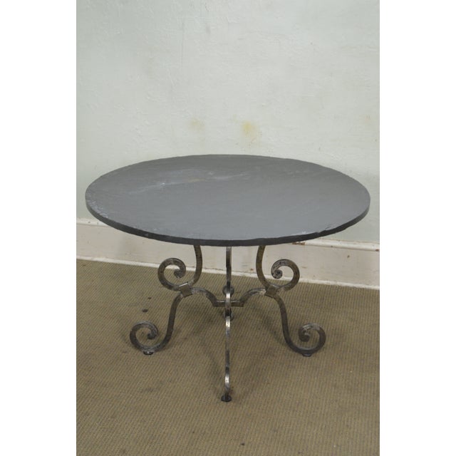 Hand Steel Base Round Slate Top Dining Table Chairish