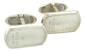 1990s Gucci Estate Mens Cufflinks Sterling Silver, 2 Pieces