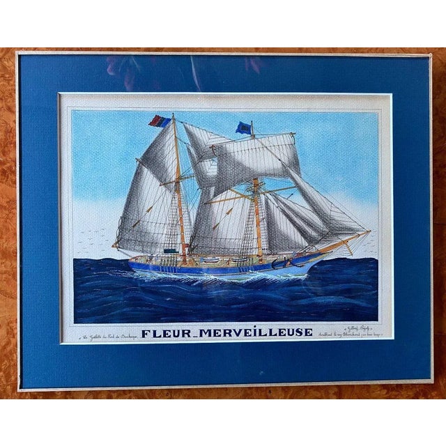 Gilbert Pajot, Marine Scene, Gouache, Framed For Sale - Image 13 of 13