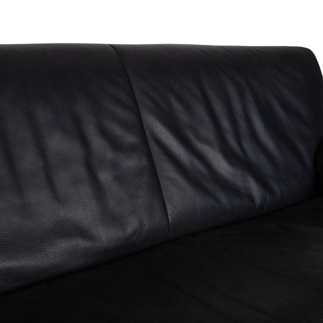 Animal Skin Leather Two-Seater Black Sofa with Manual Function by Jori Linea For Sale - Image 7 of 15