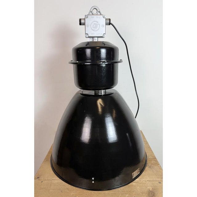 Large Industrial Black Factory Pendant Lamp from Elektrosvit, 1960s For Sale - Image 12 of 18