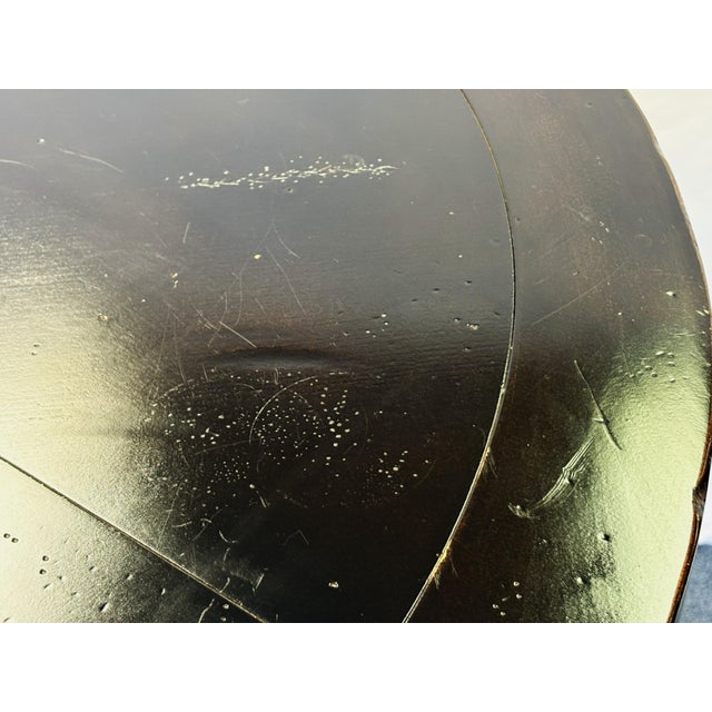 Vintage Neoclassical Style Round Pedestal Table With Brass Medallion Accents For Sale - Image 16 of 17