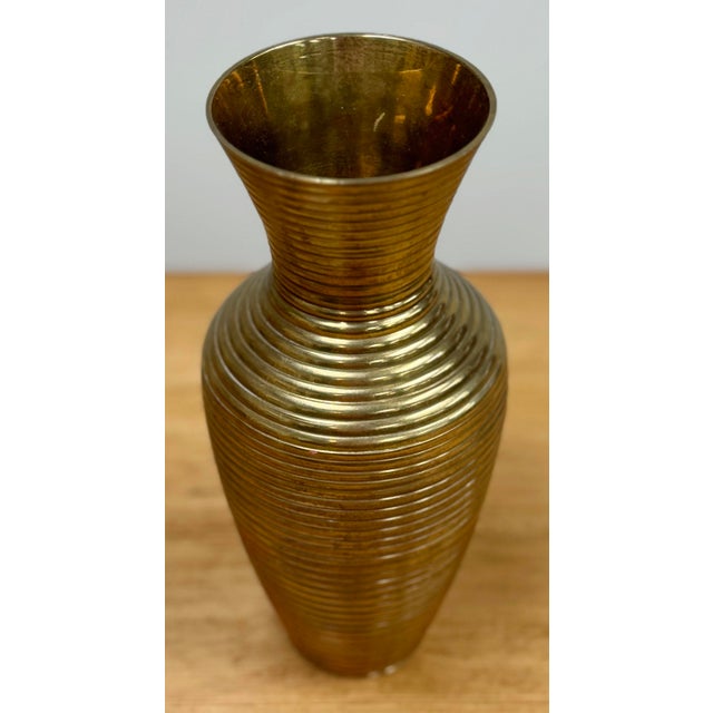 Modern Vintage Ribbed Brass Bud Vase* For Sale - Image 3 of 6