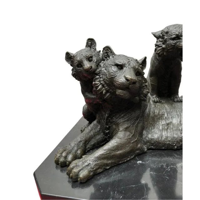 Bronze Casting Depicting Tiger and Cubs, 20th Century For Sale - Image 4 of 13