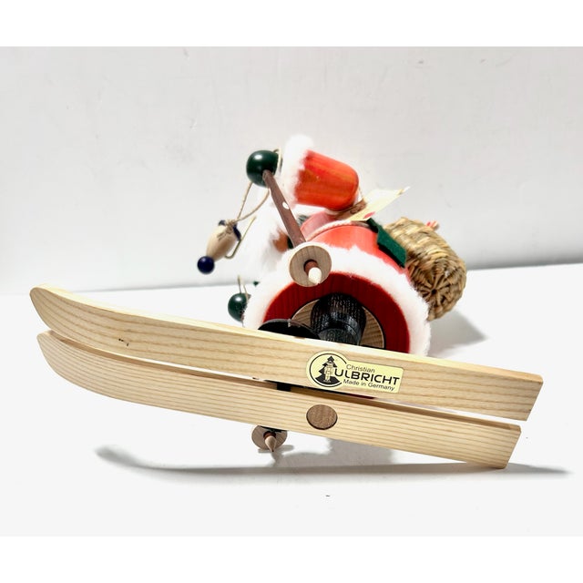 Wood Christian Ulbricht German Santa Nutcracker on Skis - Erzgebirge Hand Carved Wooden Smoker - Vintage Alpine Holiday Decor For Sale - Image 7 of 13