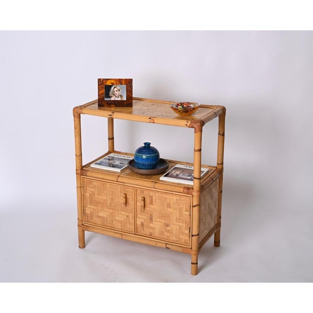 Mid-Century Storage Cabinet in Woven Rattan and Bamboo, Italy, 1970s For Sale - Image 13 of 17