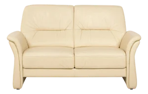 Two-Seater Cream Leather Sofa