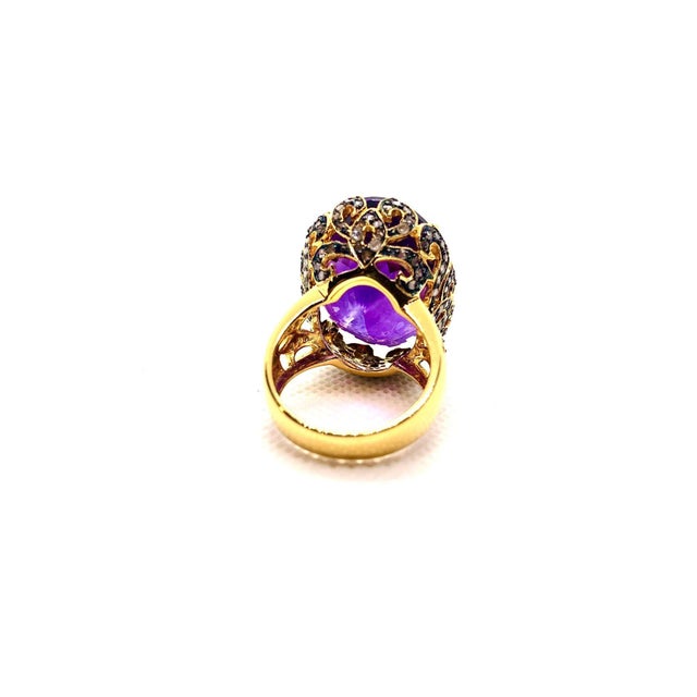 Bochic "Capri" Vintage Amethyst & Diamond Ring Set In 18K Gold & Silver For Sale In New York - Image 6 of 18