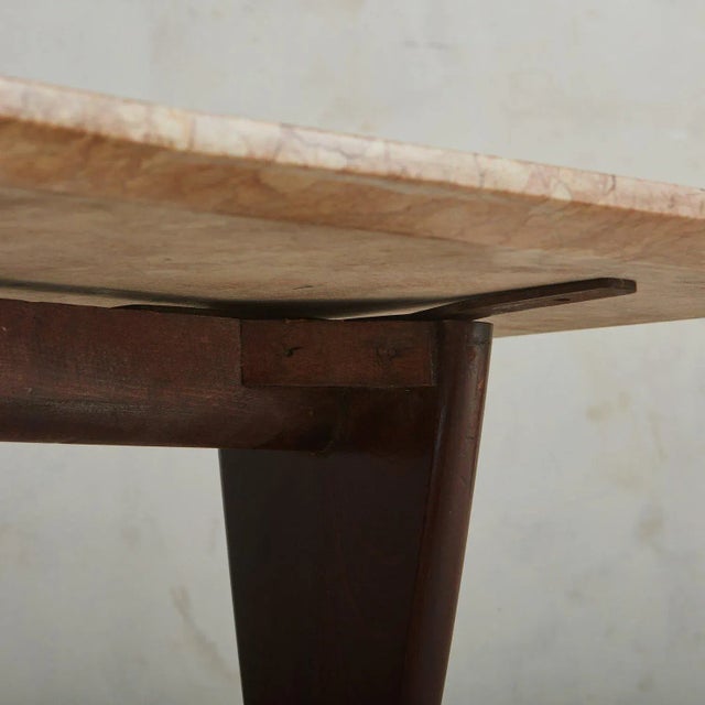 Breccia Pernice Marble + Mahogany Coffee Table Attributed to Guglielmo Ulrich, Italy 1950s For Sale - Image 11 of 12
