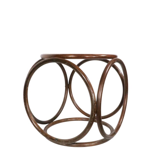 Mid 20th Century Mid 20th Century Bentwood and Cane Stool Ottoman Att. To Thonet For Sale - Image 5 of 7